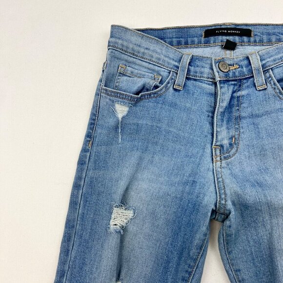 Flying Monkey Women’s Mid Rise Skinny Jeans Distressed Size 25 Waist - Picture 4 of 10